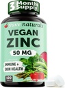 Yuve Naturals Vegan Cink 50 mg - cinkov glukonat za podporo imunskemu sistemu in koži - brez glutena, brez gensko spremenjenih organizmov, na rastlinski osnovi - 100 tablete enostavno za pogoltniti