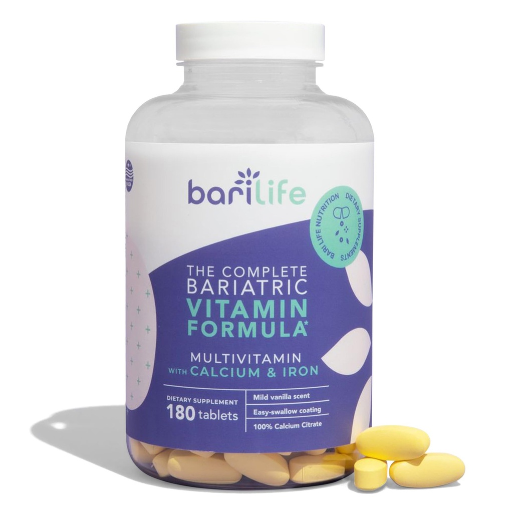 Bari Life Complete Bariatric Multivitaminska nežlahtna tableta w/kalcijev citrat in železo - 180 tablet/steklenica