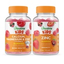 Življenjski kalcij Magnezij & cink Otroci + Cink Otroci, Gummies Bundle - odličen okus, Vitamin dodatek, Gluten brezplačno, GSO brezplačno, Žvečljivi gumi