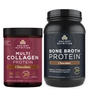 Ancient Nutrition Multi Colagen Protein Powder, Čokolada, 40 Serving + Kostni Broth Protein Powder, Čokolada, 40 Serving