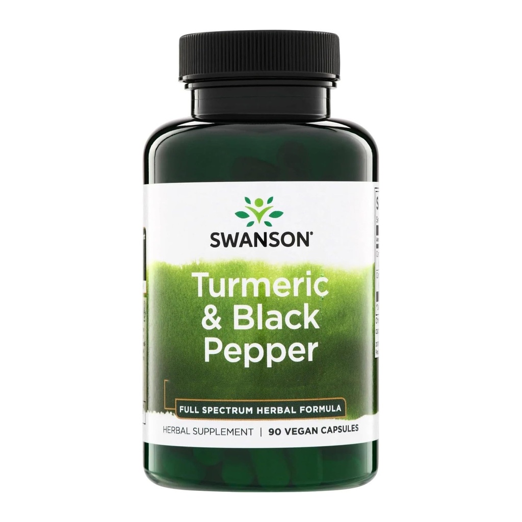Swanson Premium- Kurkuma & Črna paprika - Antioksidant, Prebava in skupna podpora - 90 Veg Caps (3 Pack)
