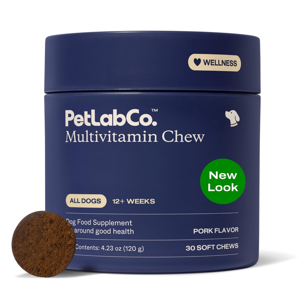 PetLab Co. 22 in 1 Dog Multivitamin - Podpora pasji imunski odziv, koža, plašč, sklepi in splošno zdravje - vitamini A, E, D, B12, minerali, antioksidanti - Žvečljiva svinjska aroma - pakiranje maj Vary