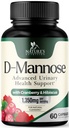 D-mannoza dodatek 1,350 mg z Cranberry & Hibiscus - učinkovito hitro delovanje, Flush Nečistoče za naravni mehur, Sečninski Tract podpora, za ženske in moške, Non-GMO, Vegan, 60 kapsul