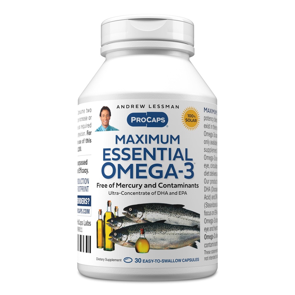 ANDREW LESSMAN maksimum Essential Omega-3 brez arome, 30 softgels - Ultra-Pure Omega-3 ribje olje 1200 mg-High DHA, brez dodatka živega srebra-majhne, enostavno pogoltniti ribje olje kapsule