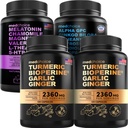 MEDCHOICE Turmeric & Ginger (240ct), Sleep Melatonin (90ct), in Nootropic Brain (60ct) Dodatek Bundele - Wellness Trio za možgane, spanje, in imunske podpore - Vegan, Non-GMO, Gluten-free
