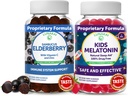 Lunakai Adult Elderberry and Kids Melatonin Gummies Bundele - Imunska podpora z cinkom in vitaminom C za odrasle in otroke - Non-GMO, Vegan, Gluten Free Natural Sleep Gummy
