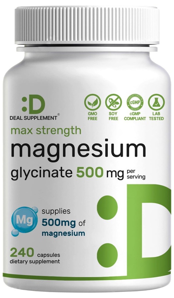 Max Jakost Magnezij Glicinat 500mg na serviranje, 240 Kapsule 