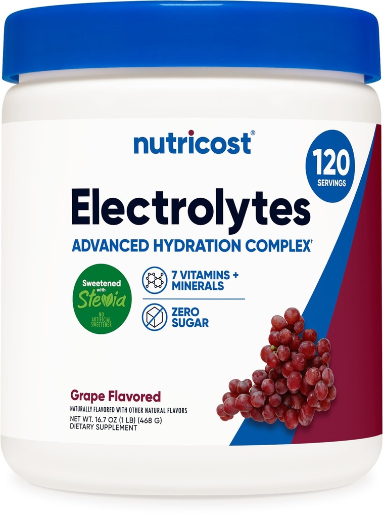 Nutricost Elektrolitni kompleks v prahu (120 strežbe, grozdje) - Hidracija dodatek pijača mešamo z vitamini in minerali