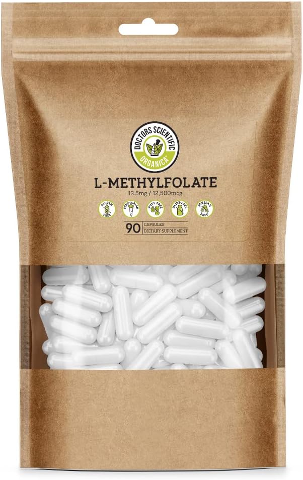 DSO L Metilfolat 12, 5mg (5 MTHF dodatek) - 90 Veganske kapsule (12, 5 mg) - Active L Metil Folat Dodatek za Homocystein nadzor - Folna kislina Vitamin - Eko-prijazno pakiranje