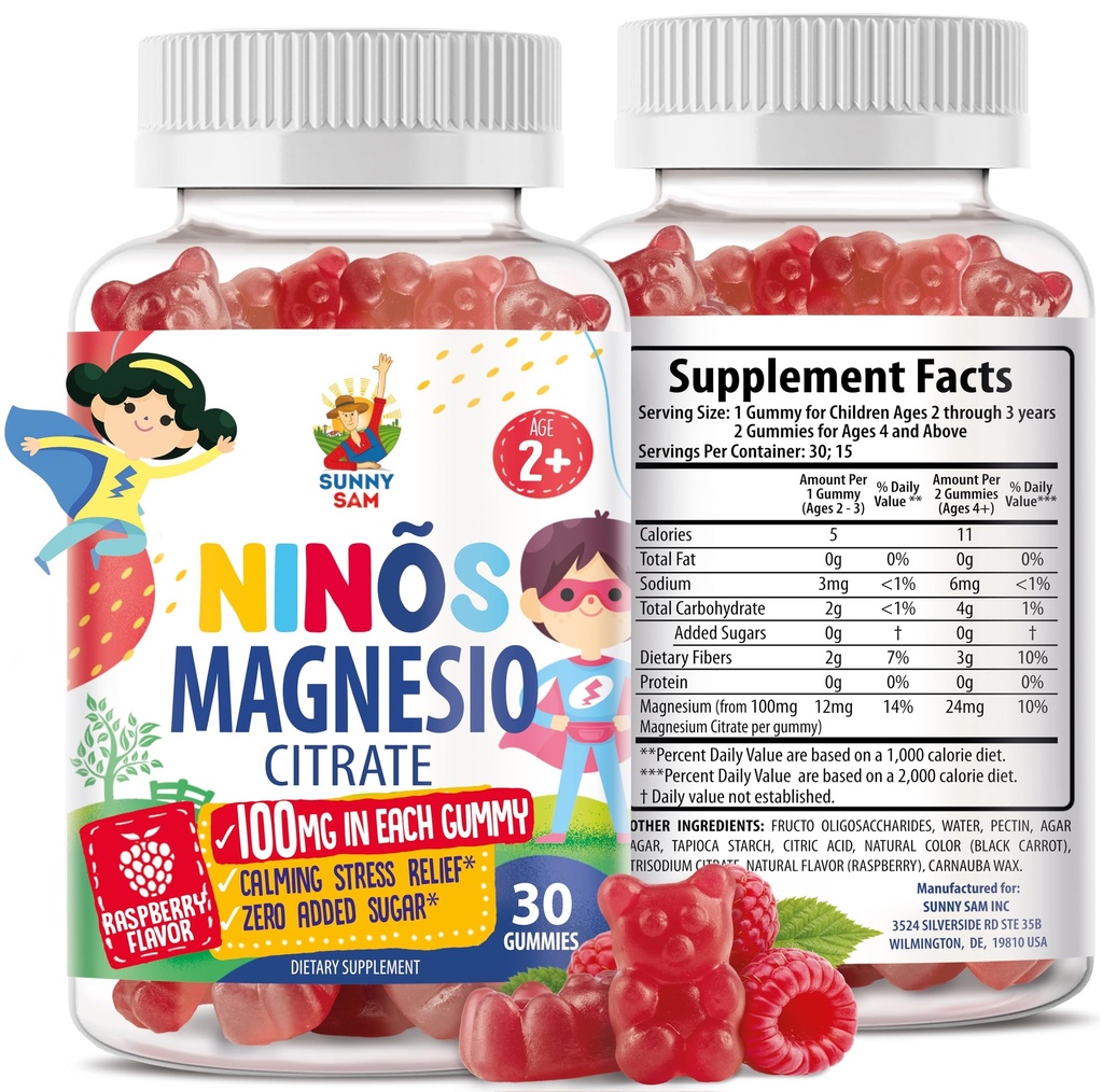 Magnezijevi žvečilni gumiji za otroke in odrasle - 100mg - Mirni magnezijevi žvečilni dodatek za Mood & Muscle Support - 30 Gumijev