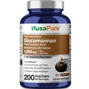 NusaPure Glucomannan 1000 mg na serviranje 200 Veg Caps (BioPerine, Non-GMO, Vegan) Konjac Koren