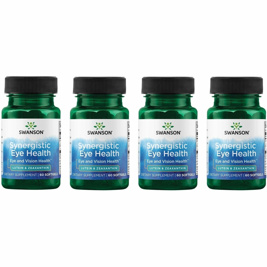 Swanson Lutein & Zeaksantin Synergistic Eye Health Vision Retina Macula dodatek (Lutein 20 mg & OmniXan Zeaksantin 2 mg) 60 Softgels Sgels (4 pakiranja)