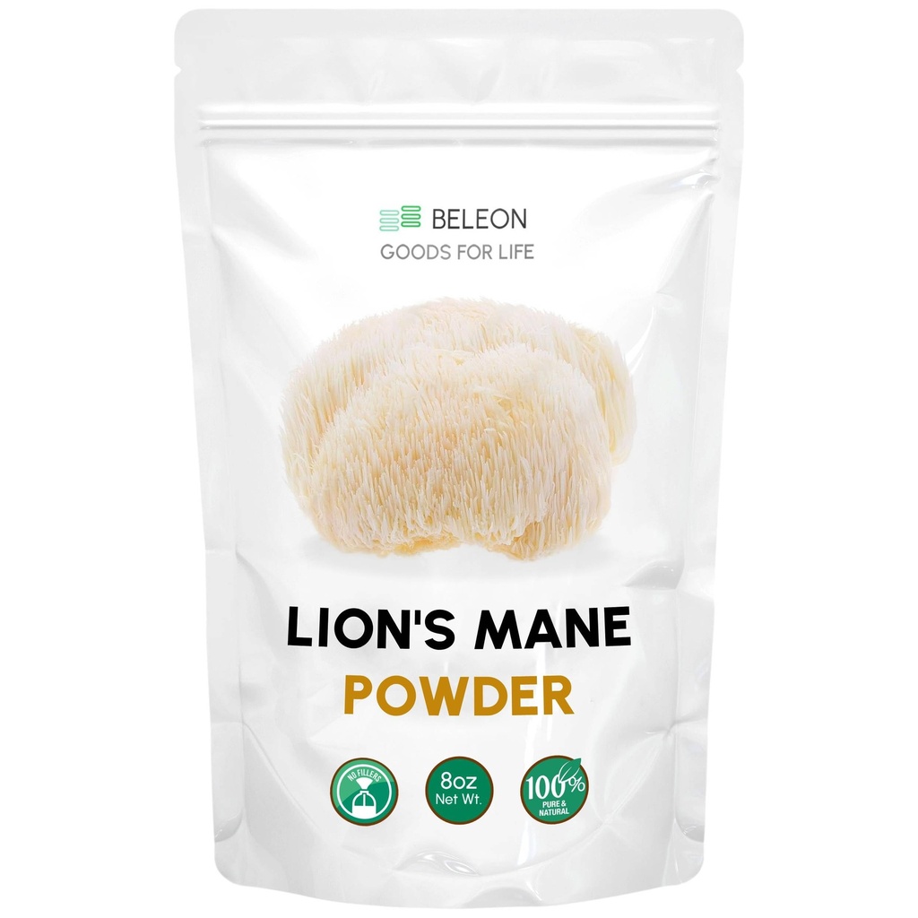 Lions Mane Powder 8 oz - Pure Lion's Mane Goba dodatek z antioksidanti, Vegan Powder