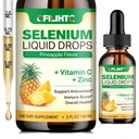 Selen tekoče kapljice, 200mcg tekoči selen dodatek z vitaminom C in cinkom, Podpora za imunski sistem, antioksidant in zdravje srca, visoka absorpcija, Ananasov aroma, 2 Fl Oz