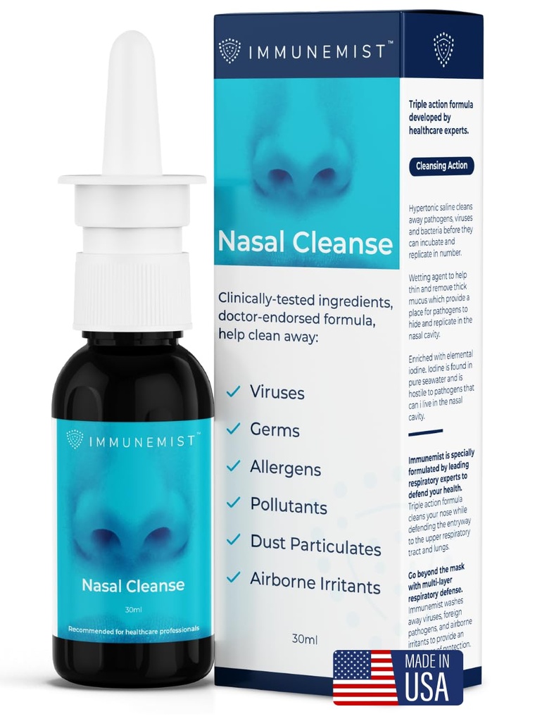 Čiščenje nosa - zdravnik priporoča anti Virus Nasal Iodine Spray Izpiranje steklenice Do 250 Odmerki - Nazal Spray za Wellness - Made in the ZDA