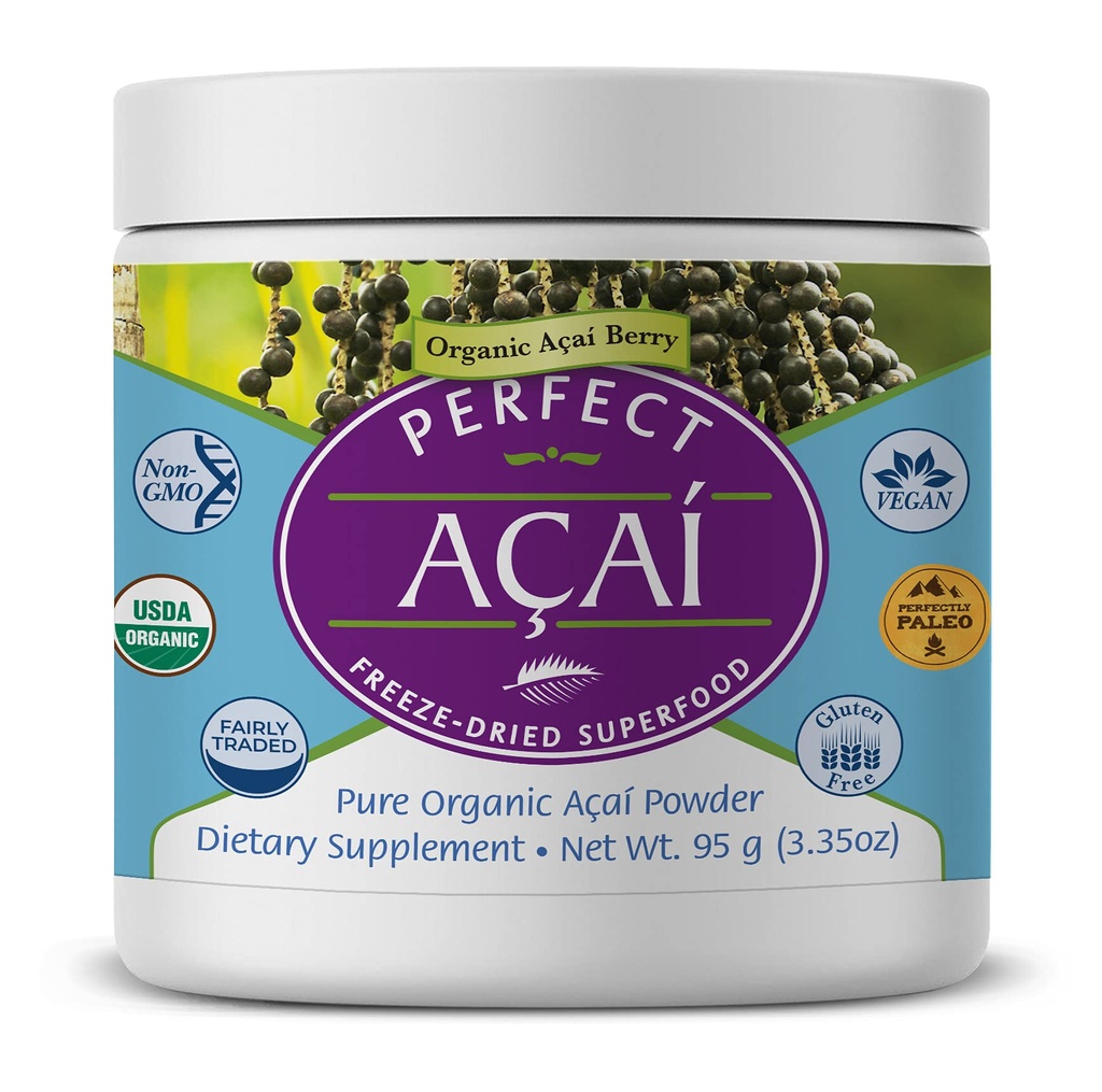 Perfect Supplements – Perfect Acai Powder – 95 Grams – Pure Organic Freede-Dried Acai Berry Superfood - Močni antioksidanti - Podpira imunski sistem