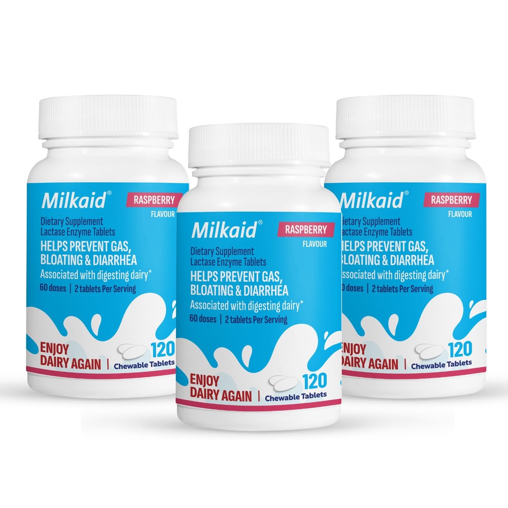 Milkaid Laktaza Enzyme žvečljive tablete za Laktoza Intolerance Relief 
