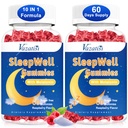 Spanje Gumiji za odrasle in otroke - Sladkor brez melatonin Gumies z magnezijem, L-teanin, vitamin B12, Vegan - Malina Okusen, 120 Cts