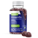 Viteey Ashwagandha Gummies z Ginseng & Lemon Balm - Mood, Calm & Stres podpora Ashwagandha dodatki - Vegan, Gluten-free - 60 grof