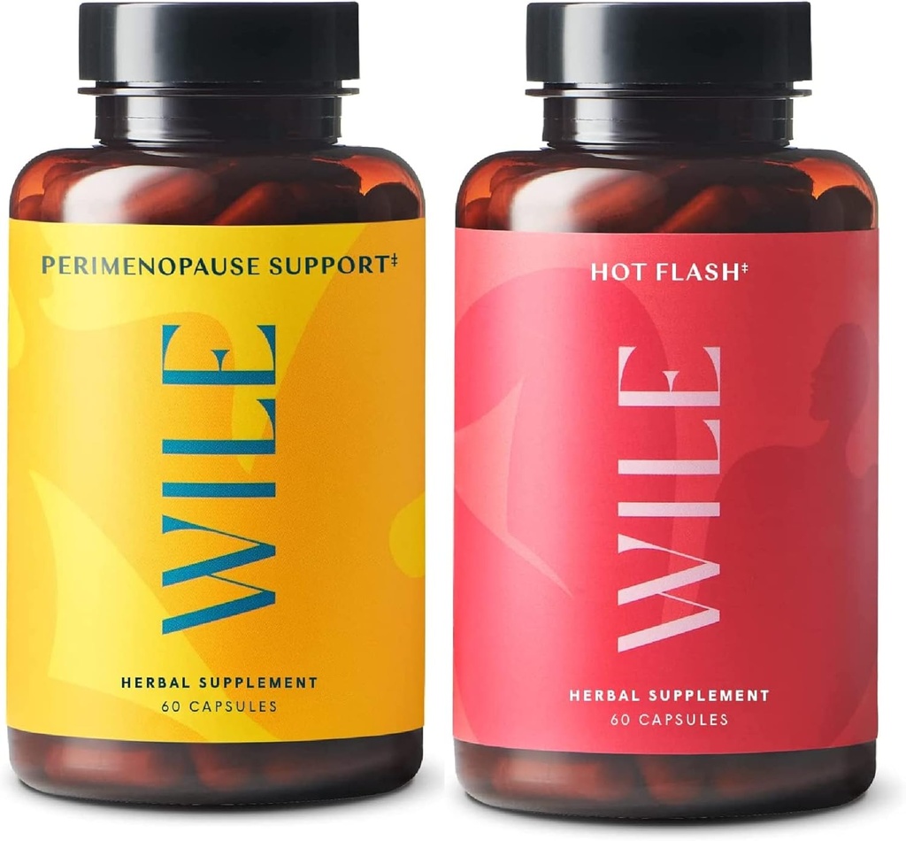 Wile Perimenopavzae Podpora + Hot Flash dodatki, 2-pak Menopause Podpora za ženske, (2) Steklenice po 60 kapsul vsak, 120 Skupaj