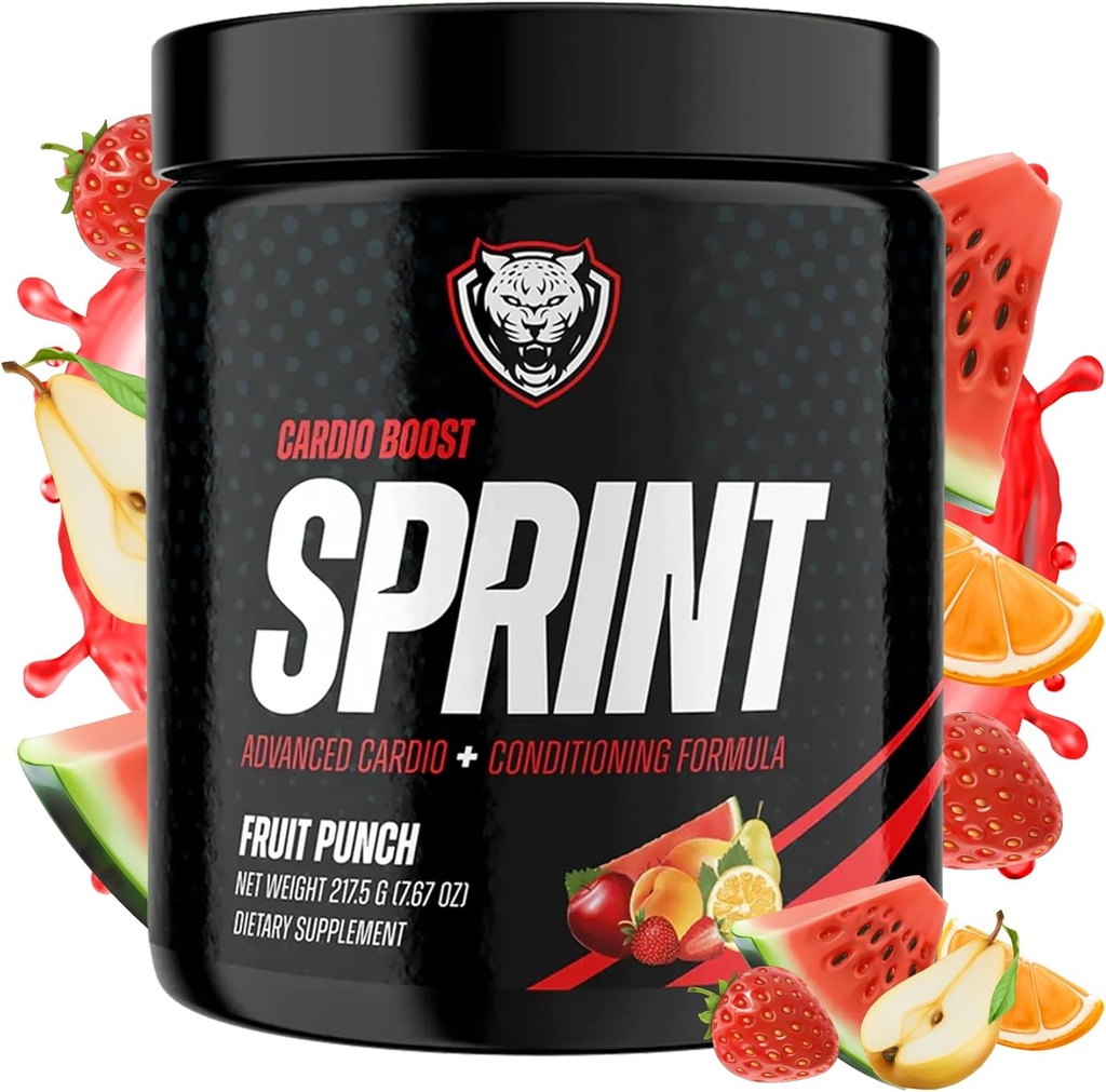 6AM Run Sprint - Pre Wordout Powder za Instant Energy Boost za Cardio in Focus - Brez Jitters, Visoka energijska kondicioniranje Formula - Vse naravne, Keto, Vegan (Fruit Punch, Polna steklenica)