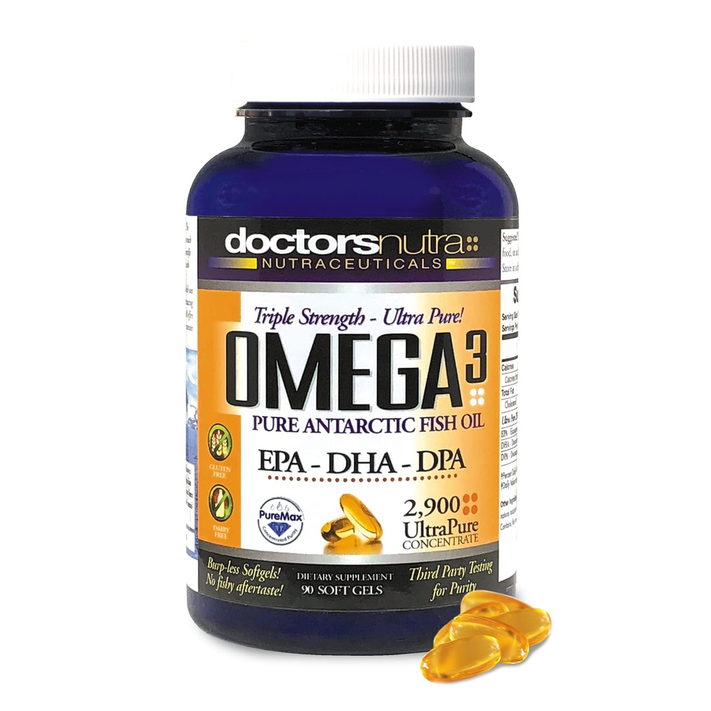 Omega 3 DPA ribje olje 2900 Miligrami Trojna moč Ultra čista koncentrirana, EPA-DPA-DHA, SoftGels - 30 Servinges