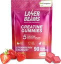 Kreatin monohidrat Gumiji - 5g Kreapurni kreatin na strežbo - Vegan - povečanje mišične moči, vzdržljivost, okrevanje in miselni fokus - 90 Gumijev, Gluten-free (Strawberry)