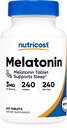 Nutricost Melatonin 3mg, 240 tablet - 3mg na postrežbo, ne- GMO, Gluten prost