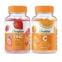 Življenjski cink 50mg + Vitamin C 750mg, Gummies Bundle - odličen okus, Vitamin dodatek, Gluten brezplačno, GSO brezplačno, Žvečljivi gumi
