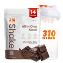 310 Nutrition All-in-One Mechange Shake Powder w/Shaker Cup Starter Kit - High Protein Fiber Rich Vegan Superfood Mešanica - Sugar-free, Keto & Paleo prijazno, Low Carb - Čokolada Bliss 14 srv