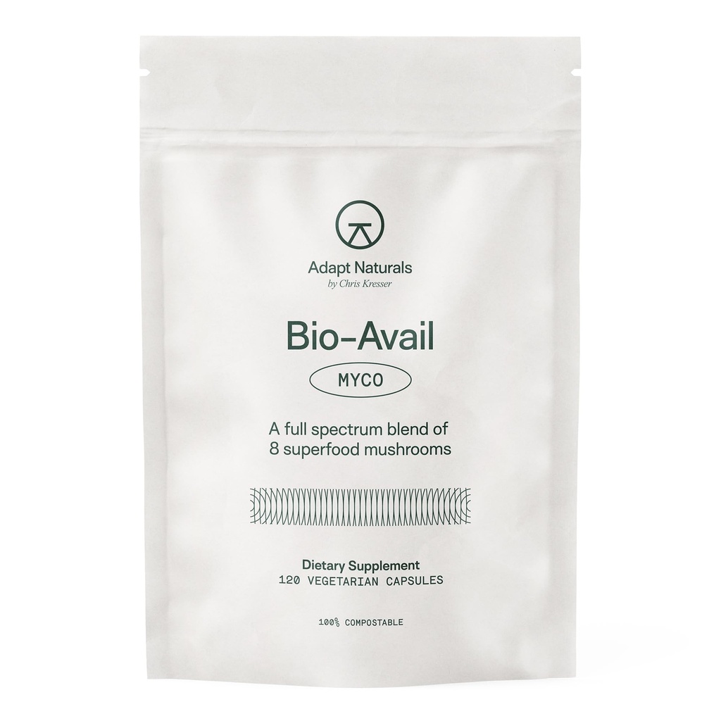 Adapt Naturals Bio-Avail Myco - 8-v-1 Biorazpoložljivi kompleks gob - Chaga, Cordyceps, Reishi, Lions Mane - krvni tlak, spomin, imuno - 120 kapsul