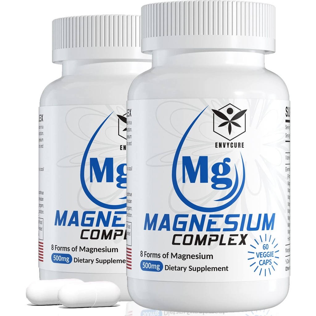 Magnezijev kompleks Dodatek 8 Obrazci, 500 mg Magnezijev glicinat, malat, citrat, visoka absorpcija Mg za mirno, spanje, razpoloženje in zdravo mišico, pakiranje po 2, skupaj 120 Veganskih kapsul