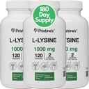 Pristine's L Lysine 1000mg (3 paket) Lip & Gum Health Essential Amino Acid Immuniteta Podpora Kapsule -180 Day Supply Muscle & Tsue Support - Colagen Production - Vegan Gluten Free Non GSO