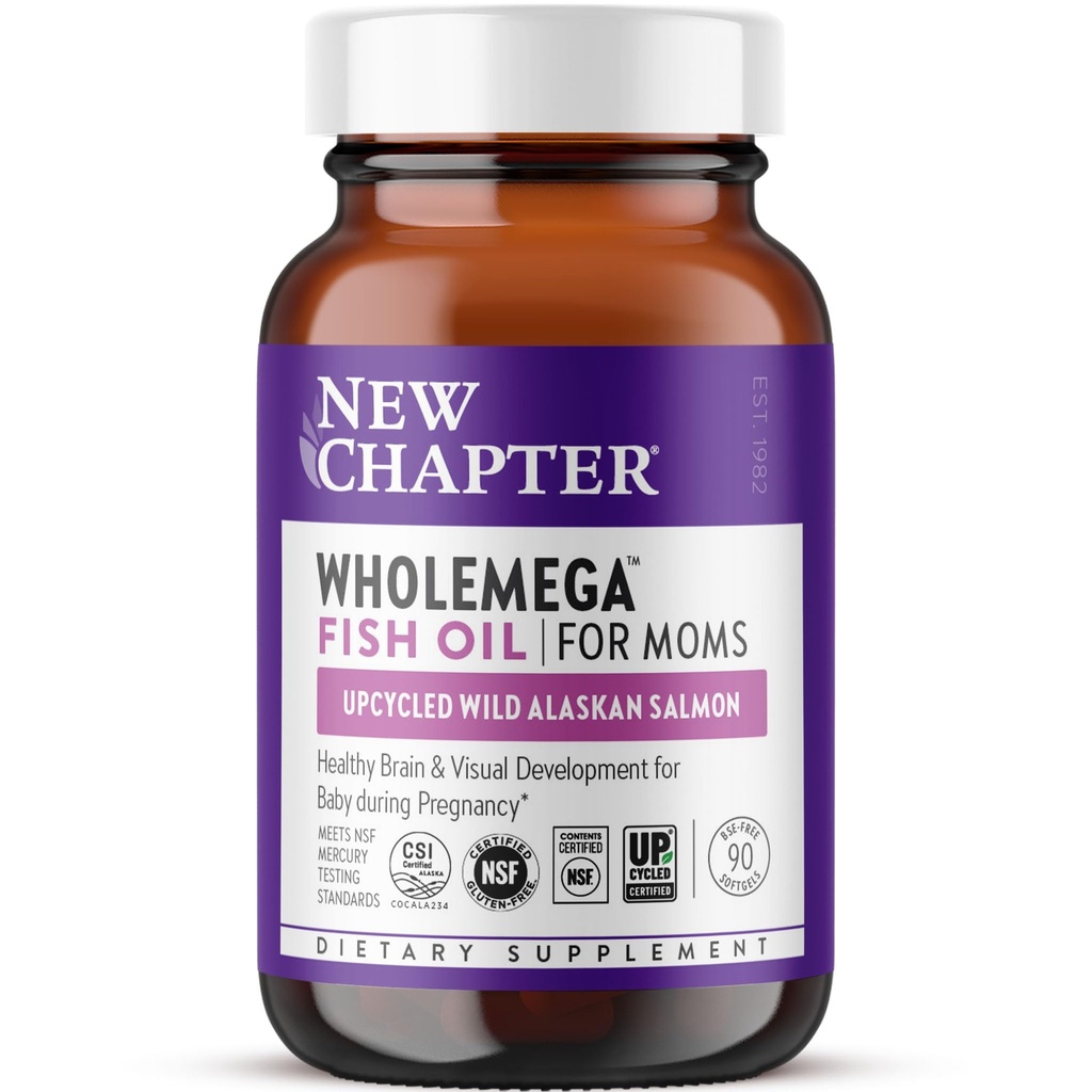Novo poglavje Celamega za Moms ribje olje dodatek, Majhne kapsule, 2000mg na strežbo, Prednatal DHA z Omega-3 + Vitamin D3 za prenatalno in postnatalno podporo, 500mg vsak - 90 Count
