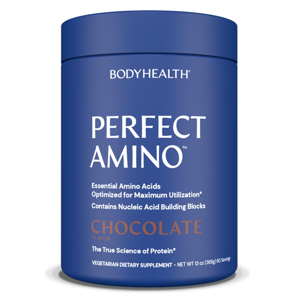 BodyHealth PerfectAmino Powder - BCAA and EAA Powder for Pre and Post Workout - Amino Acid Energy Drink for Men and Women to Support Lean Muscle and Recovery - Chocolate - 60 Servings