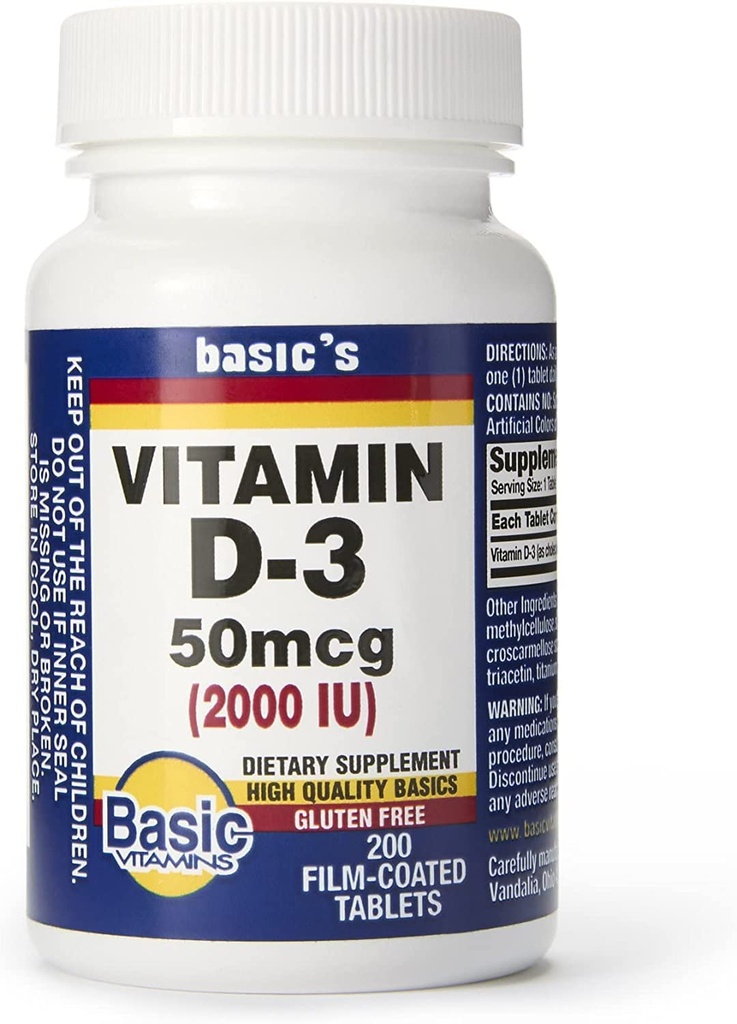 Osnovni vitamini Naravni vitamin D-3 2000 i.e. - 200 filmsko obloženih tablet