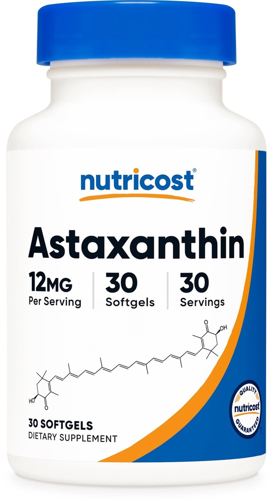 Nutricost Astaksantin 12mg, 30 Softgels - Ne-GMO in Gluten brezplačno