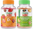 Življenjski vitamin D Otroci + Kurkumin Curcumin Otroci, Gummies Bundle - odličen okus, Vitamin dopolnilo, Gluten brezplačno, GSO brezplačno, Žvečljivi Gummy