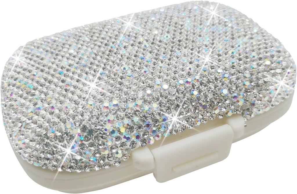Blagajne tablete Primer za Purse Medicine Vitamin Container Imetnik žepna tabletke Primer okrogle medicine Organizator za vitamin / ribja olja / Supplement Travel Medicine Kit (8 Compartment Silver)