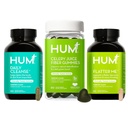 HUM Green Detox Bundle z Flatter Me Prebavne encimi, Dnevno čiščenje Acne dodatek, in Zelena Juice Fiber Gummies s klorofil, 3-Step Wellness Set, Podpira Prebavne in Gut zdravje