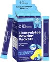 KLJUČNI HRANILCI Multivitaminski elektroliti v prahu Packets - okusna borovničeva limonada 20 Pack Hydration Packets - potovalna hidracija v prahu - Brez sladkorja, brez kalorij, Gluten brez - Made in USA
