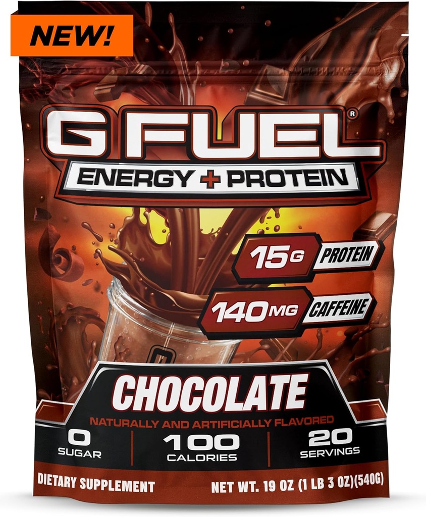 G Gorilni proteini + energijski napitek v prahu, pred treningom kofeinska mešanica za igranje, brez sladkorja fokus Amino, vitamin + antioksidanti, 19oz (čokolat, 20 servingov)