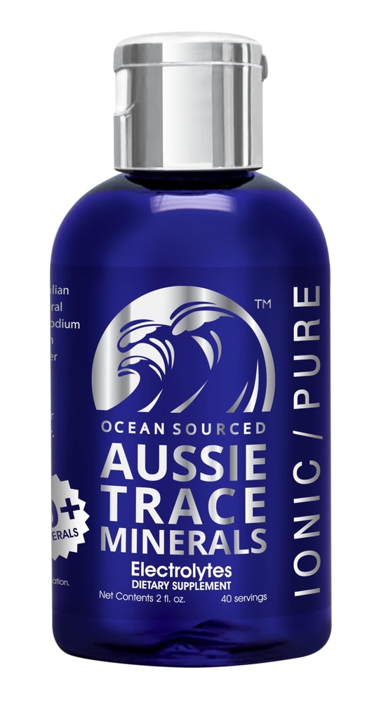 Aussie Trace Minerals - Magnezij bogat, nizko natrij, popolne kapljice elektrolitov za hidracijo, energijo in regeneracijo - 2oz / 60ml Tekoči dodatek - Vegan, Keto prijazen