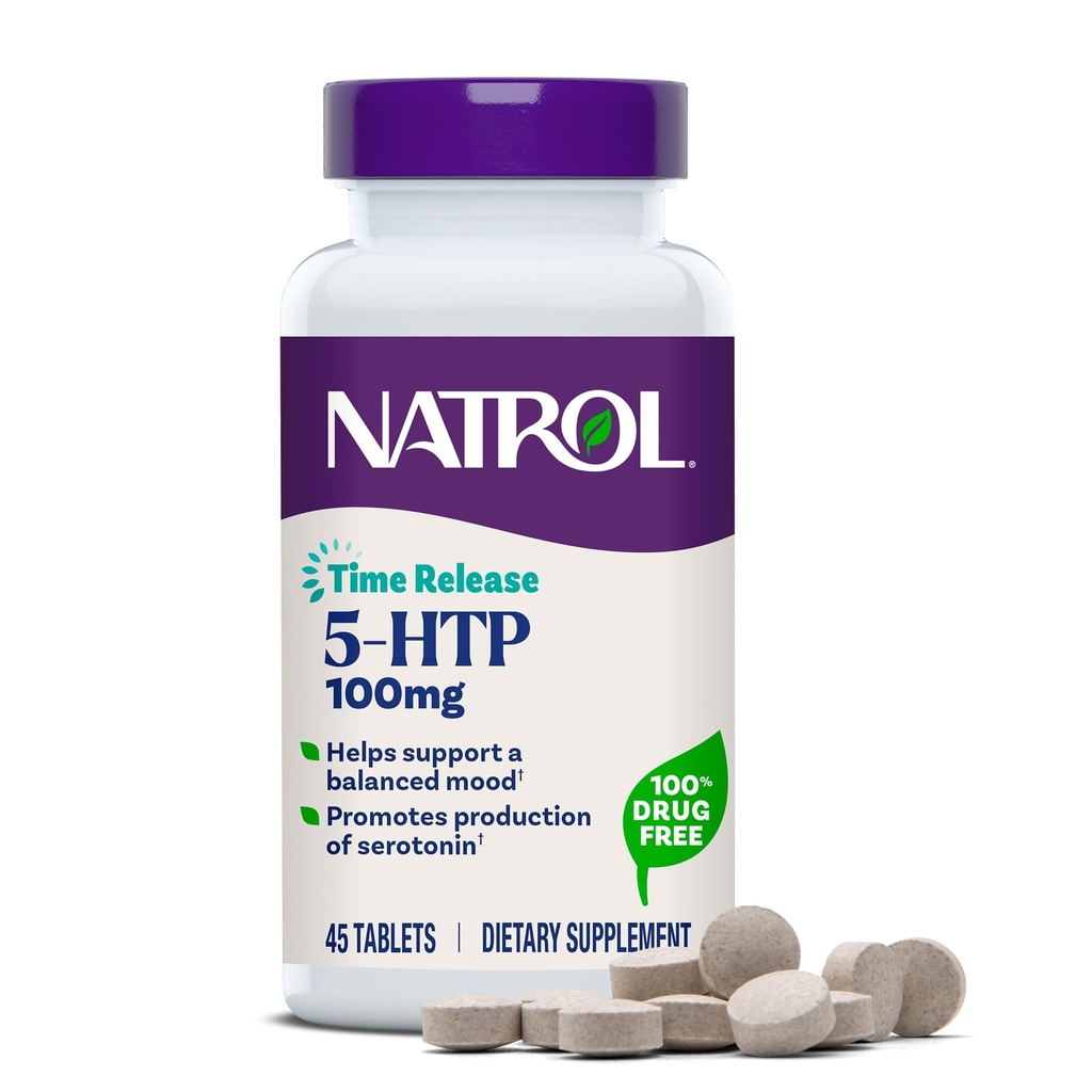Natrol 5-HTP 100mg, Prehranska dopolnila pomaga podporo uravnoteženega razpoloženja, 90 Čas release tablete, 22-45 dan dobave