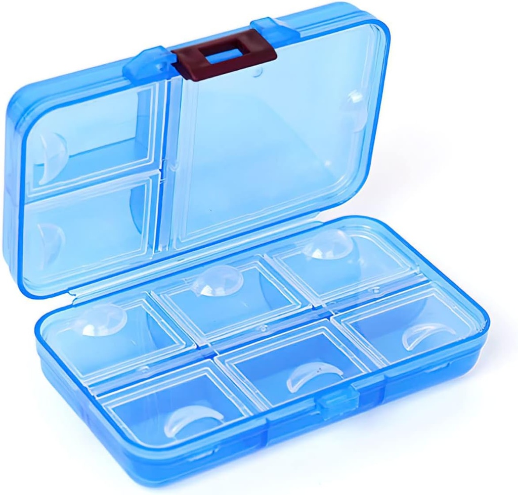 Organizator tablet, prenosni Dispenzer tablet,9 predelkov Moistrure-Proof tablete Škatla za Purse vitamine, Medicina, ribje olje, Organizator bolezni (modra)