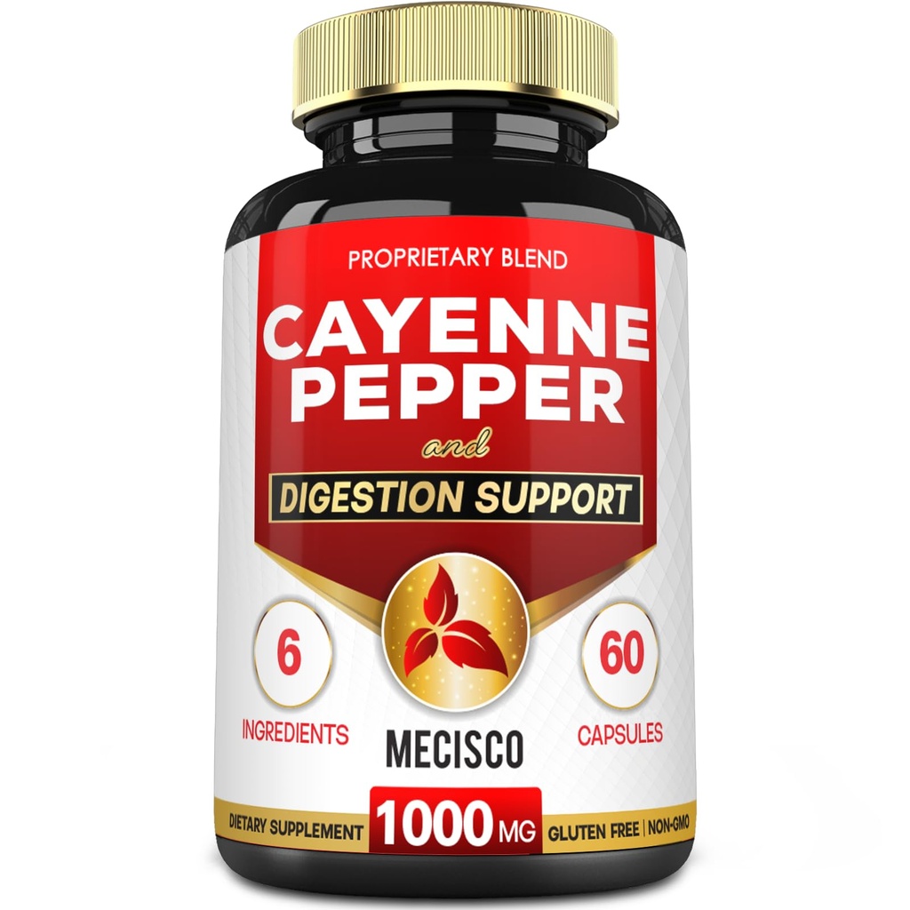 6v1 Cayenne Pepper Kapsule z ingverjevo korenino, koren pese, in črni poper in več - 60 Kapsule - Cayenne dodatek podpira prebavni sistem, imuniteta