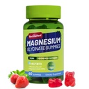 Magnezij Glycinate Gumies 500mg z L-treonat 300mg - Brez sladkorja Magnezij Kalij dodatek z vitaminom D, B6, CoQ10 - Jagode arome - 60 Gumies
