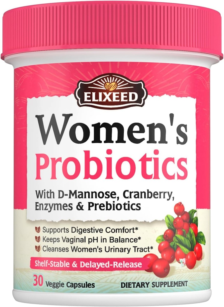 Probiotiki za ženske, 120 milijard CFU s prebiotiki Cranberry D-mannose & Enzymes, Prebavne Vaginal & urinary Tract zdravje, 30 Zapoznelih- Release Caps