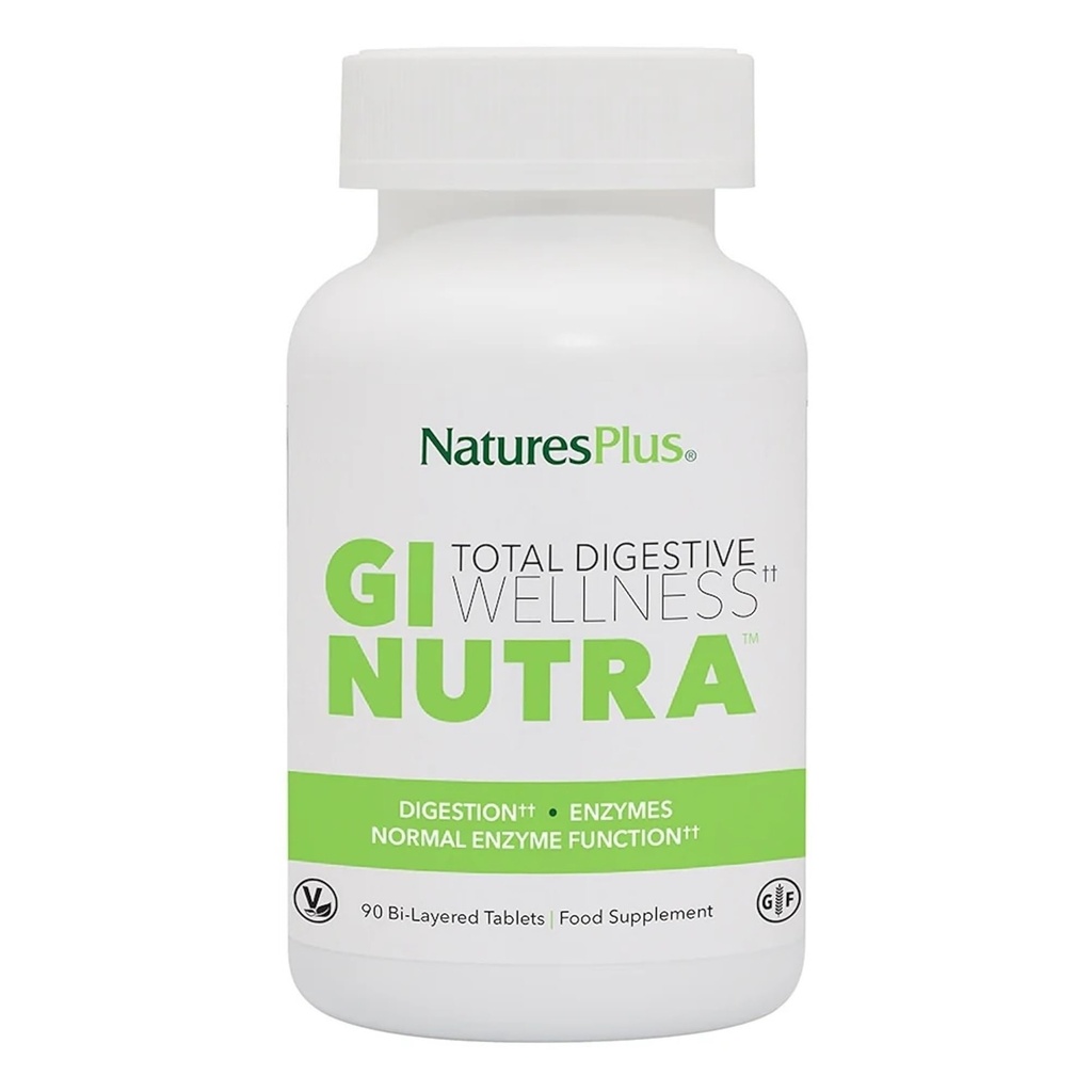 NaturesPlus GI Natural Prebavni Wellness - 90 Bi-Layered tablete - z L-glutamin, probiotiki, Prebiotiki in encimi - Gluten Free - 30 Servings