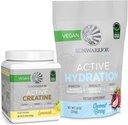 Sunwarrior Kreatin monohidrat v prahu limonada Aromatizirani 50 Servis in hidracija Elektrolit Mešanica kokosa Berry Aromed 30 Servisi